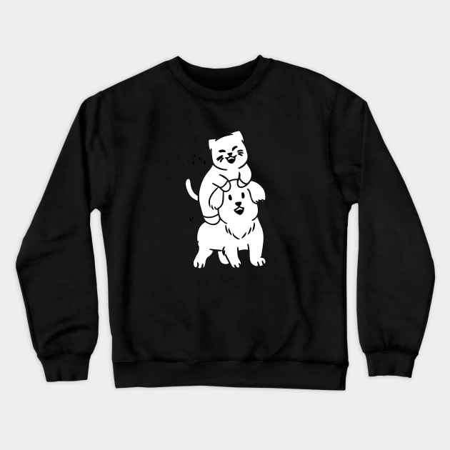 cat&dog Crewneck Sweatshirt by VIXEN__DESIGN 